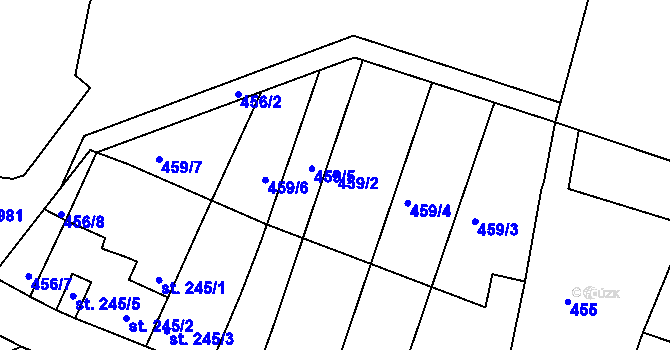 Parcela st. 459/2 v KÚ Litovel, Katastrální mapa