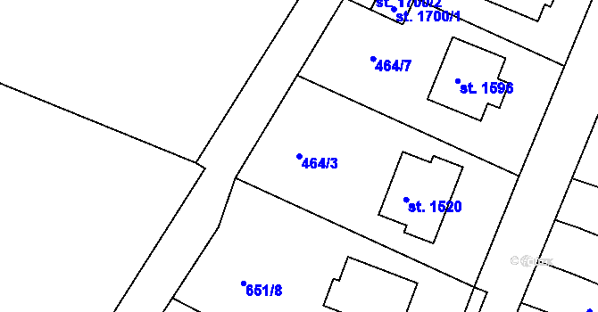Parcela st. 464/3 v KÚ Litovel, Katastrální mapa