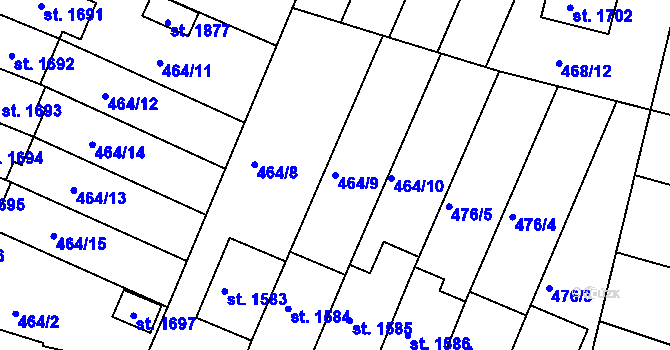 Parcela st. 464/9 v KÚ Litovel, Katastrální mapa