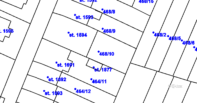 Parcela st. 468/10 v KÚ Litovel, Katastrální mapa
