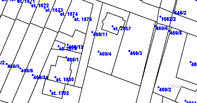 Parcela st. 469/4 v KÚ Litovel, Katastrální mapa