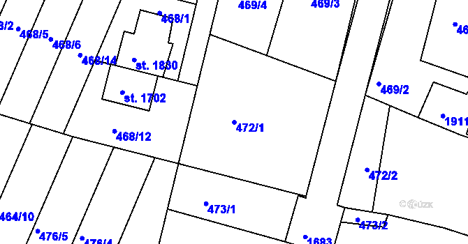 Parcela st. 472/1 v KÚ Litovel, Katastrální mapa