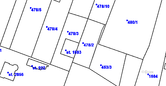 Parcela st. 478/2 v KÚ Litovel, Katastrální mapa