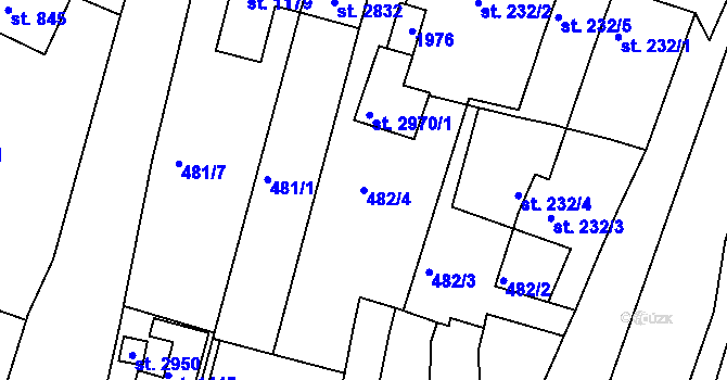 Parcela st. 482/4 v KÚ Litovel, Katastrální mapa