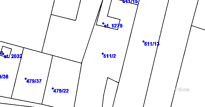 Parcela st. 511/2 v KÚ Litovel, Katastrální mapa