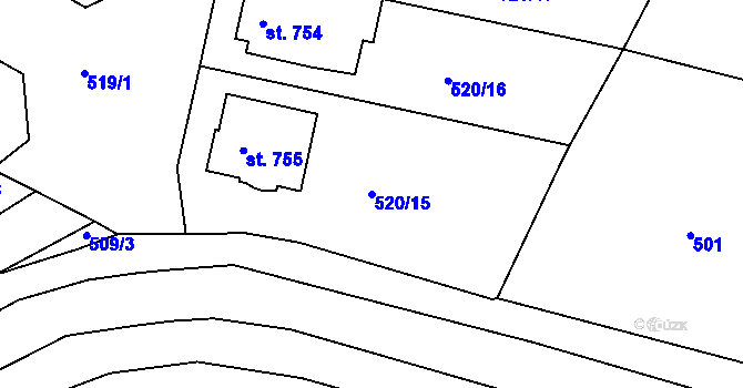 Parcela st. 520/15 v KÚ Litovel, Katastrální mapa