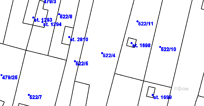 Parcela st. 522/4 v KÚ Litovel, Katastrální mapa