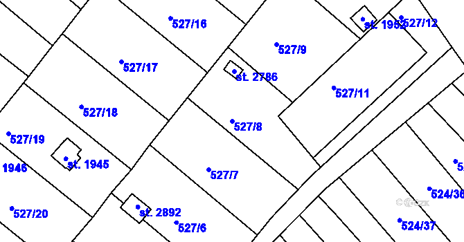 Parcela st. 527/8 v KÚ Litovel, Katastrální mapa