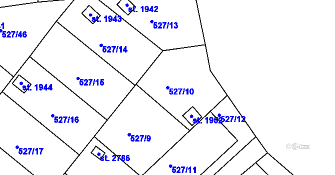 Parcela st. 527/10 v KÚ Litovel, Katastrální mapa