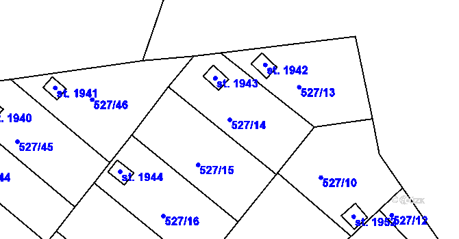 Parcela st. 527/14 v KÚ Litovel, Katastrální mapa