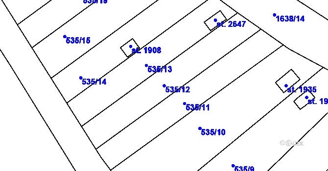 Parcela st. 535/12 v KÚ Litovel, Katastrální mapa
