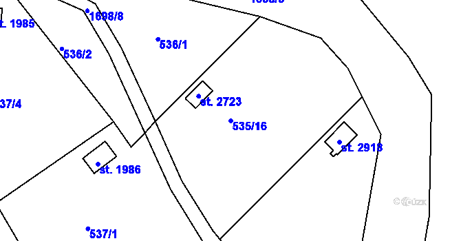 Parcela st. 535/16 v KÚ Litovel, Katastrální mapa
