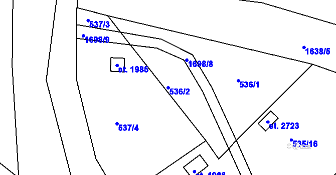 Parcela st. 536/2 v KÚ Litovel, Katastrální mapa