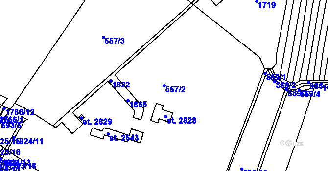 Parcela st. 557/2 v KÚ Litovel, Katastrální mapa