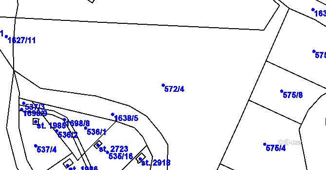 Parcela st. 572/4 v KÚ Litovel, Katastrální mapa