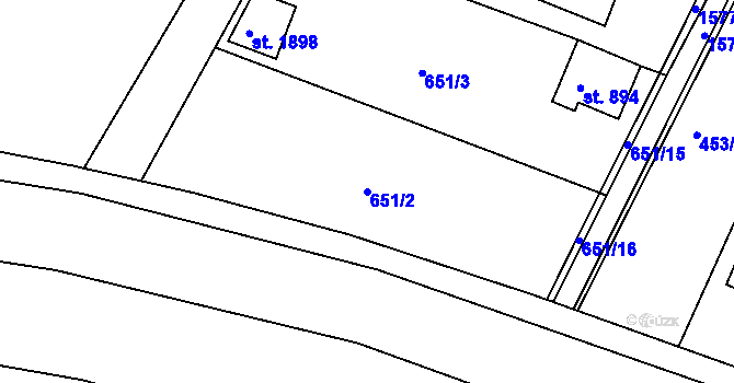Parcela st. 651/2 v KÚ Litovel, Katastrální mapa