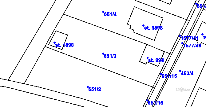 Parcela st. 651/3 v KÚ Litovel, Katastrální mapa
