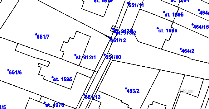 Parcela st. 651/10 v KÚ Litovel, Katastrální mapa