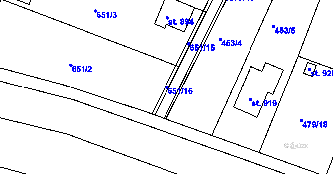 Parcela st. 651/16 v KÚ Litovel, Katastrální mapa