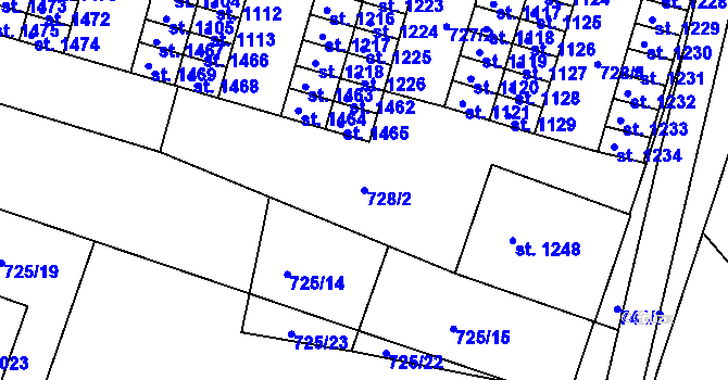 Parcela st. 728/2 v KÚ Litovel, Katastrální mapa