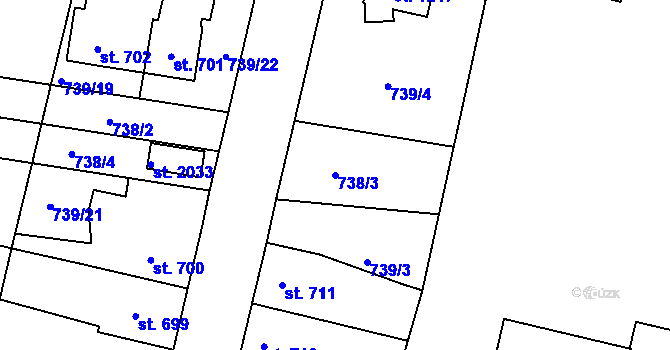 Parcela st. 738/3 v KÚ Litovel, Katastrální mapa