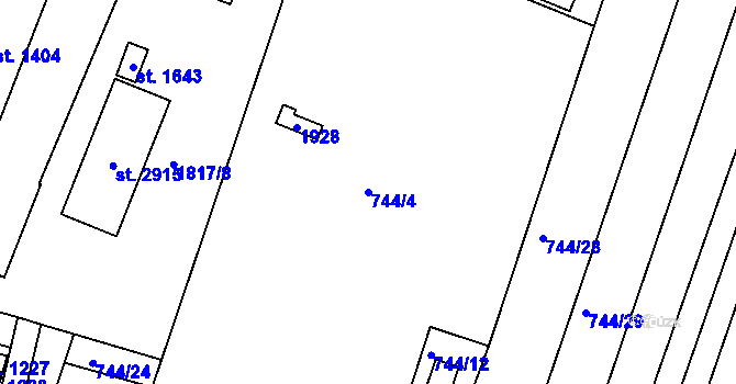 Parcela st. 744/4 v KÚ Litovel, Katastrální mapa