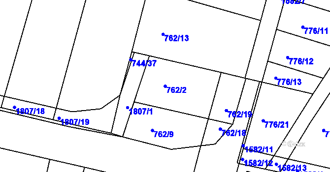 Parcela st. 762/2 v KÚ Litovel, Katastrální mapa