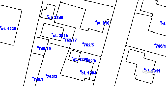 Parcela st. 762/5 v KÚ Litovel, Katastrální mapa