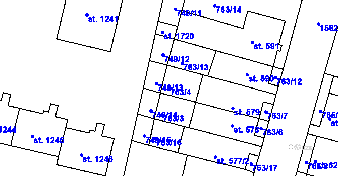 Parcela st. 763/4 v KÚ Litovel, Katastrální mapa