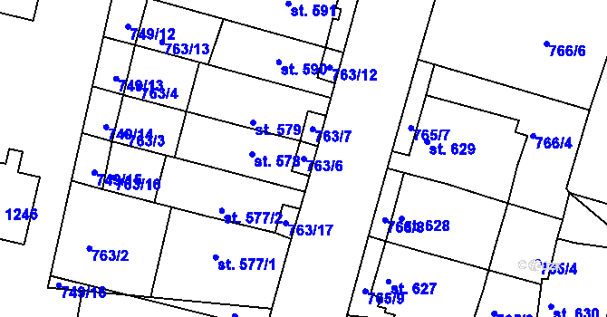 Parcela st. 763/6 v KÚ Litovel, Katastrální mapa