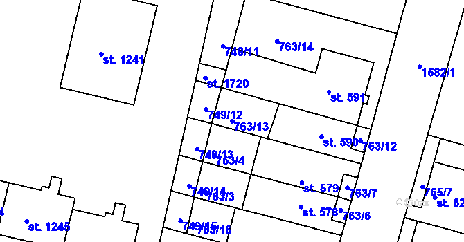 Parcela st. 763/13 v KÚ Litovel, Katastrální mapa