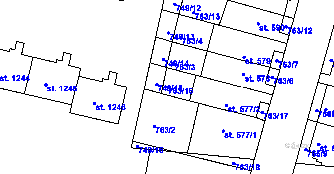 Parcela st. 763/16 v KÚ Litovel, Katastrální mapa