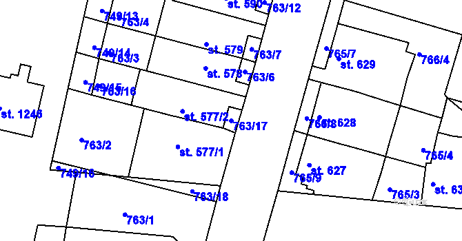 Parcela st. 763/17 v KÚ Litovel, Katastrální mapa