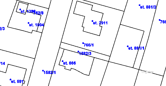 Parcela st. 766/1 v KÚ Litovel, Katastrální mapa