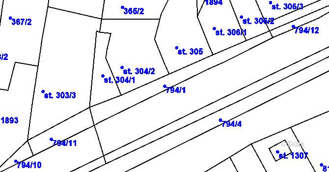 Parcela st. 794/1 v KÚ Litovel, Katastrální mapa