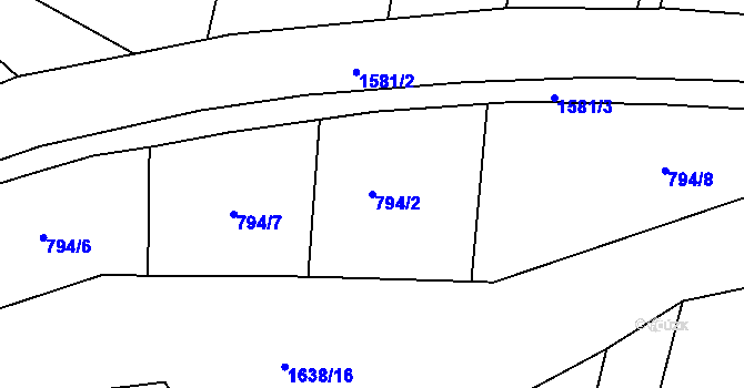 Parcela st. 794/2 v KÚ Litovel, Katastrální mapa