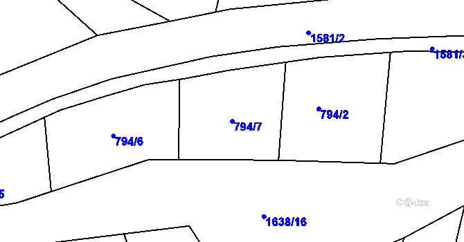 Parcela st. 794/7 v KÚ Litovel, Katastrální mapa