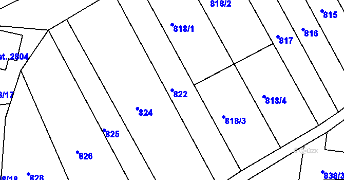 Parcela st. 822 v KÚ Litovel, Katastrální mapa