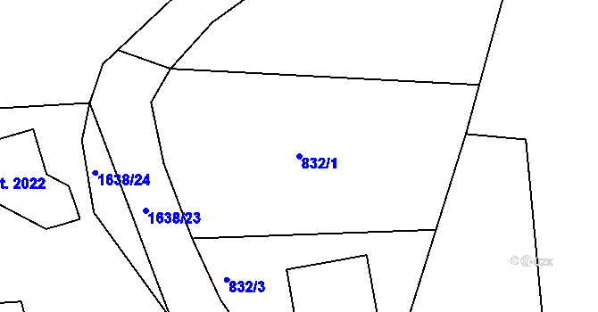 Parcela st. 832/1 v KÚ Litovel, Katastrální mapa