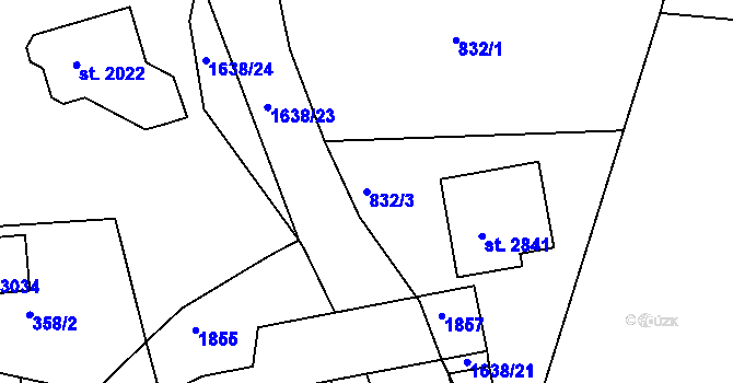 Parcela st. 832/3 v KÚ Litovel, Katastrální mapa