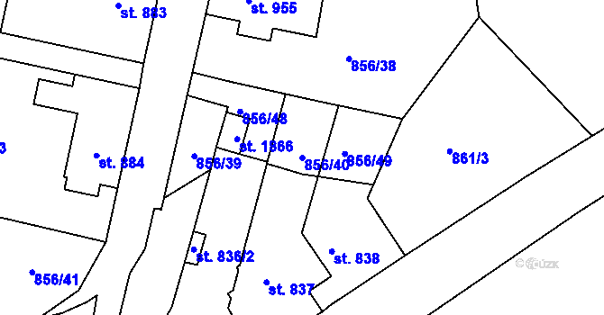 Parcela st. 856/40 v KÚ Litovel, Katastrální mapa