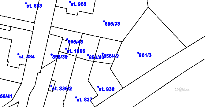 Parcela st. 856/49 v KÚ Litovel, Katastrální mapa