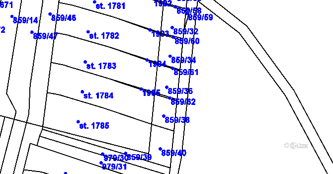 Parcela st. 859/36 v KÚ Litovel, Katastrální mapa