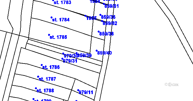 Parcela st. 859/40 v KÚ Litovel, Katastrální mapa