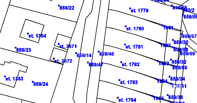 Parcela st. 859/46 v KÚ Litovel, Katastrální mapa