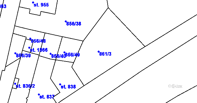 Parcela st. 861/3 v KÚ Litovel, Katastrální mapa