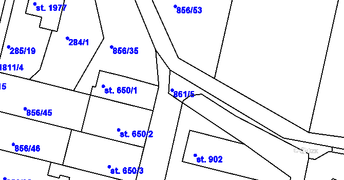Parcela st. 861/5 v KÚ Litovel, Katastrální mapa