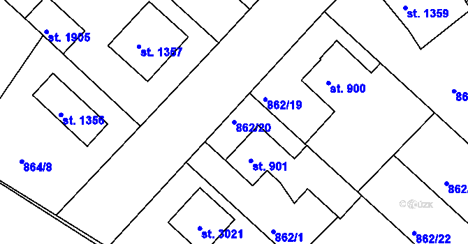 Parcela st. 862/20 v KÚ Litovel, Katastrální mapa