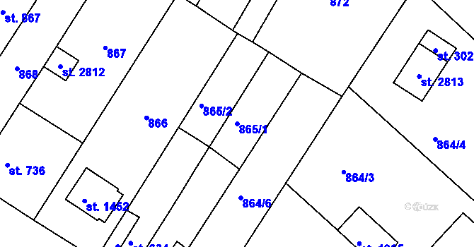 Parcela st. 865/1 v KÚ Litovel, Katastrální mapa