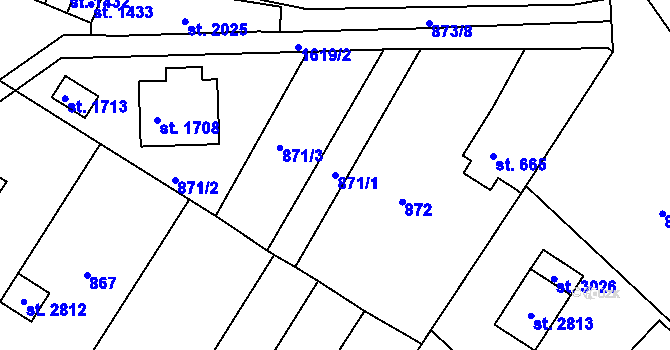 Parcela st. 871/1 v KÚ Litovel, Katastrální mapa